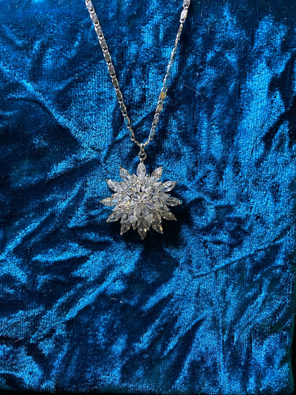Fifth Ave Encrusted Starburt Snowflake One of a Kind Luxury Necklace